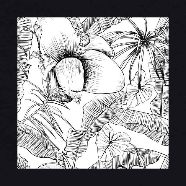 Seamless tropical pattern with banana palms by Olga Berlet